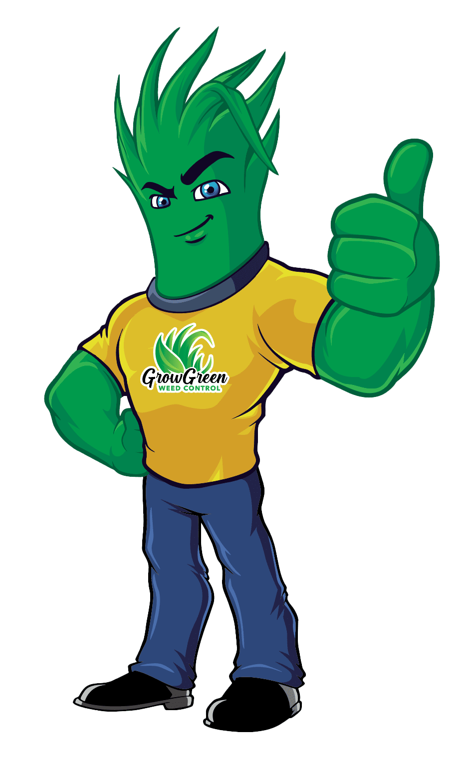 1 nobackground grow green weed control thumbs up mascot