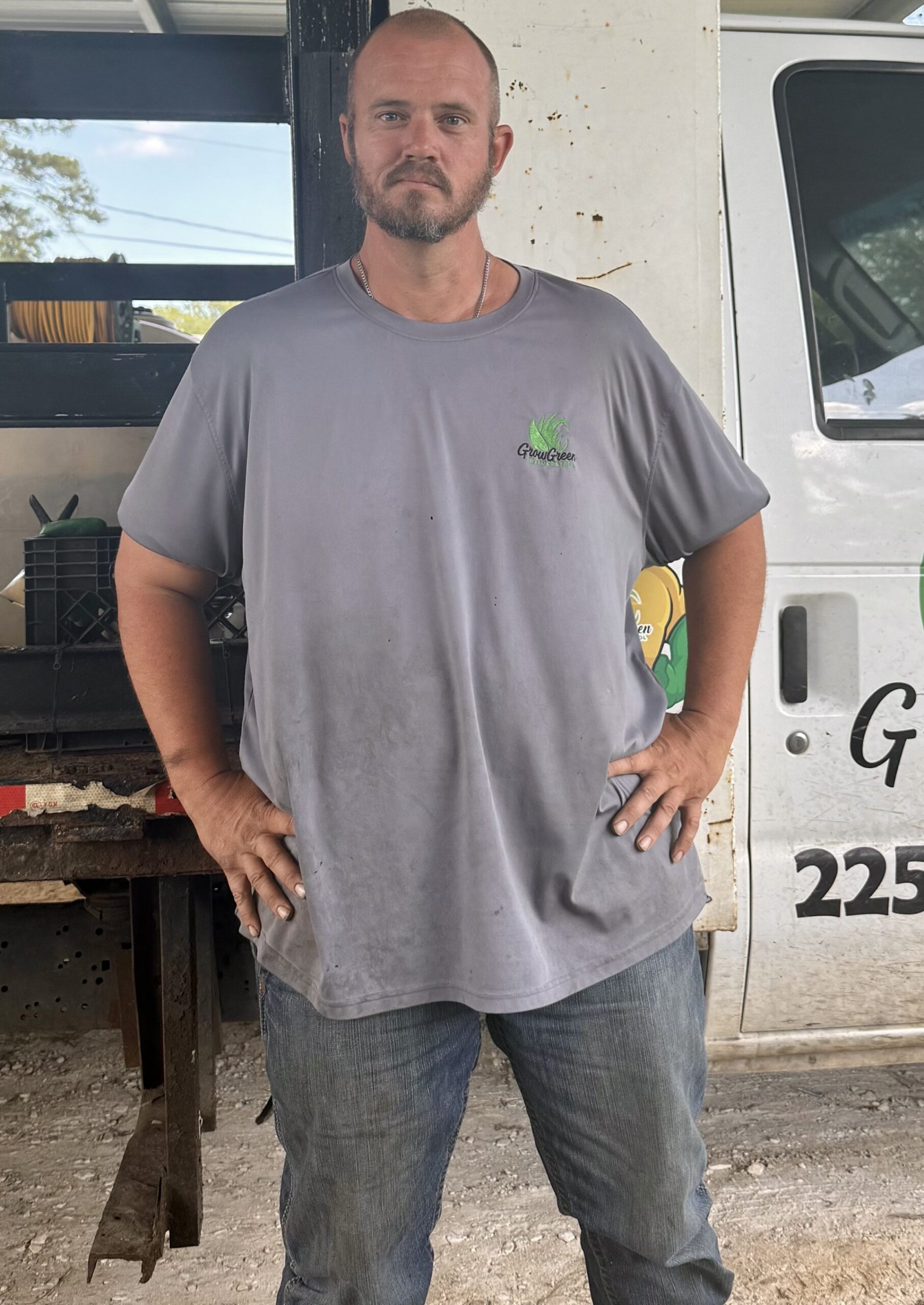 Kyle Robison lead lawn care technician Baton Rouge Grow Green Weed Control